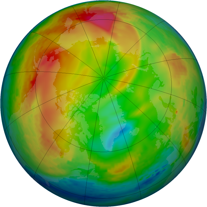Arctic ozone map for 08 January 1994